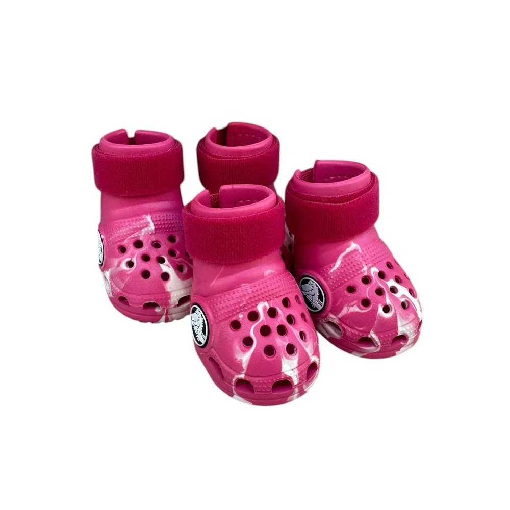 Bark Pink Dog Crocs-Style Boots with Adjustable Straps
